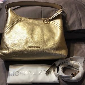 Michael Kors Gold Leather Aria Bag